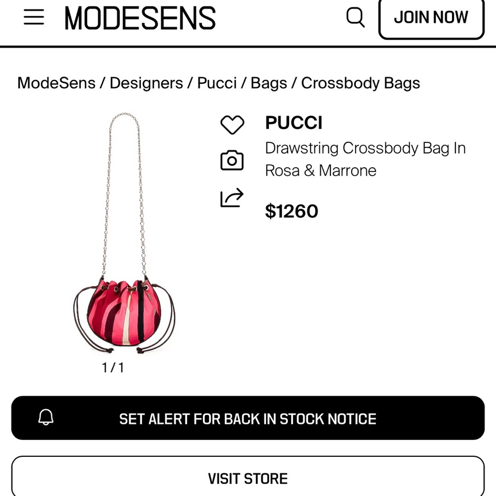Emilio Pucci Pink Red Brown Patterned Crossbody Drawstring Bag